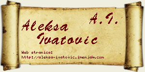 Aleksa Ivatović vizit kartica